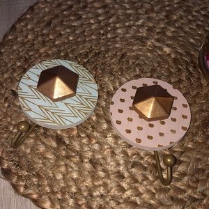 Two hanging decor hooks